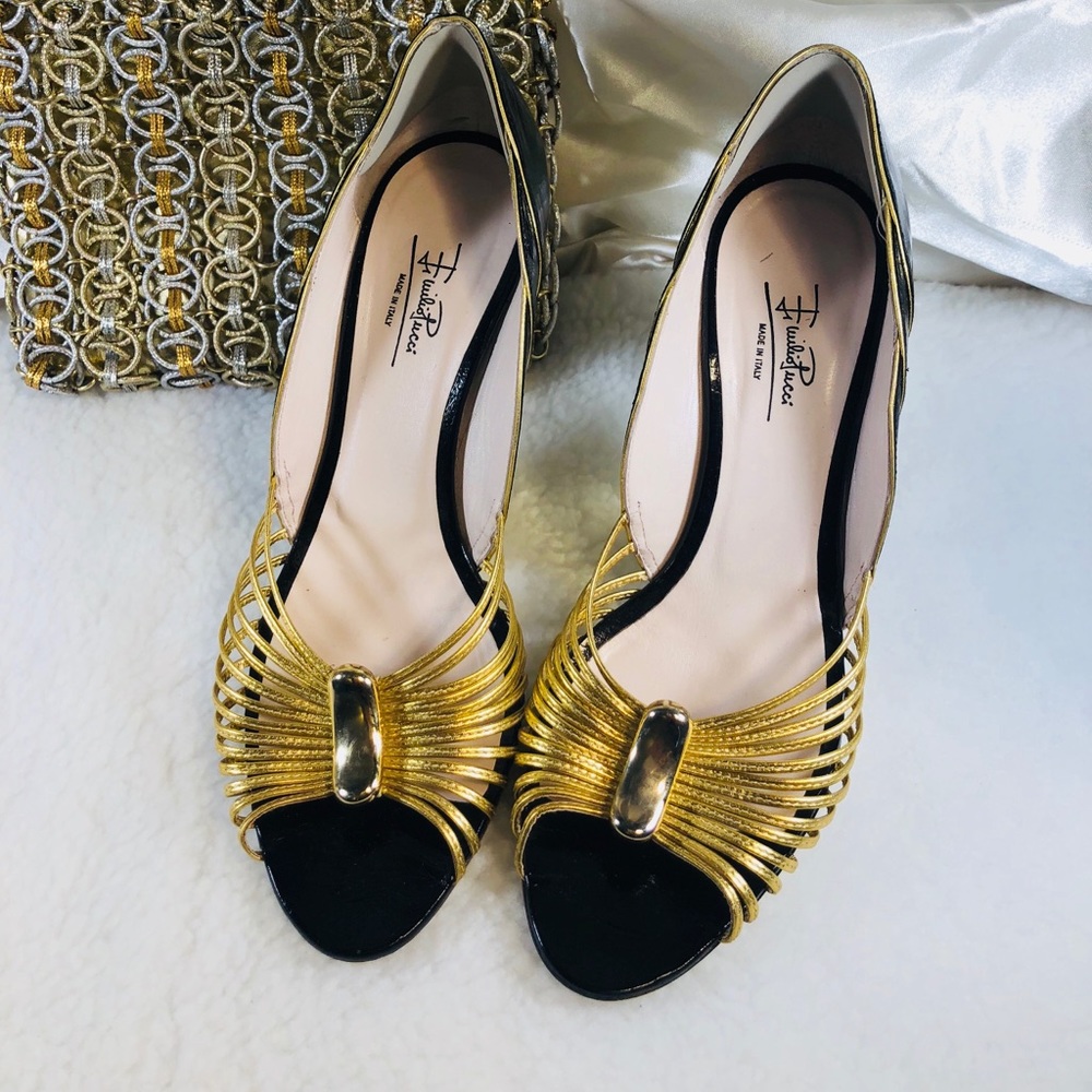 SOLD - Emilio Pucci Gold Heels sz 39 sz 8.5